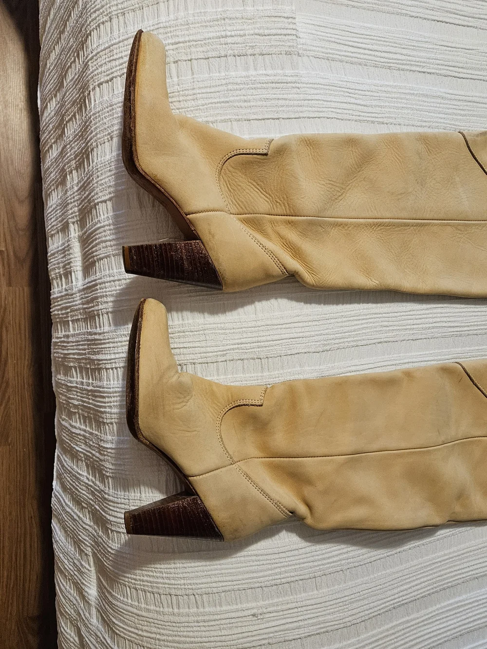 Vintage Zodiac Over-the-Knee Tan Leather Heeled Boots